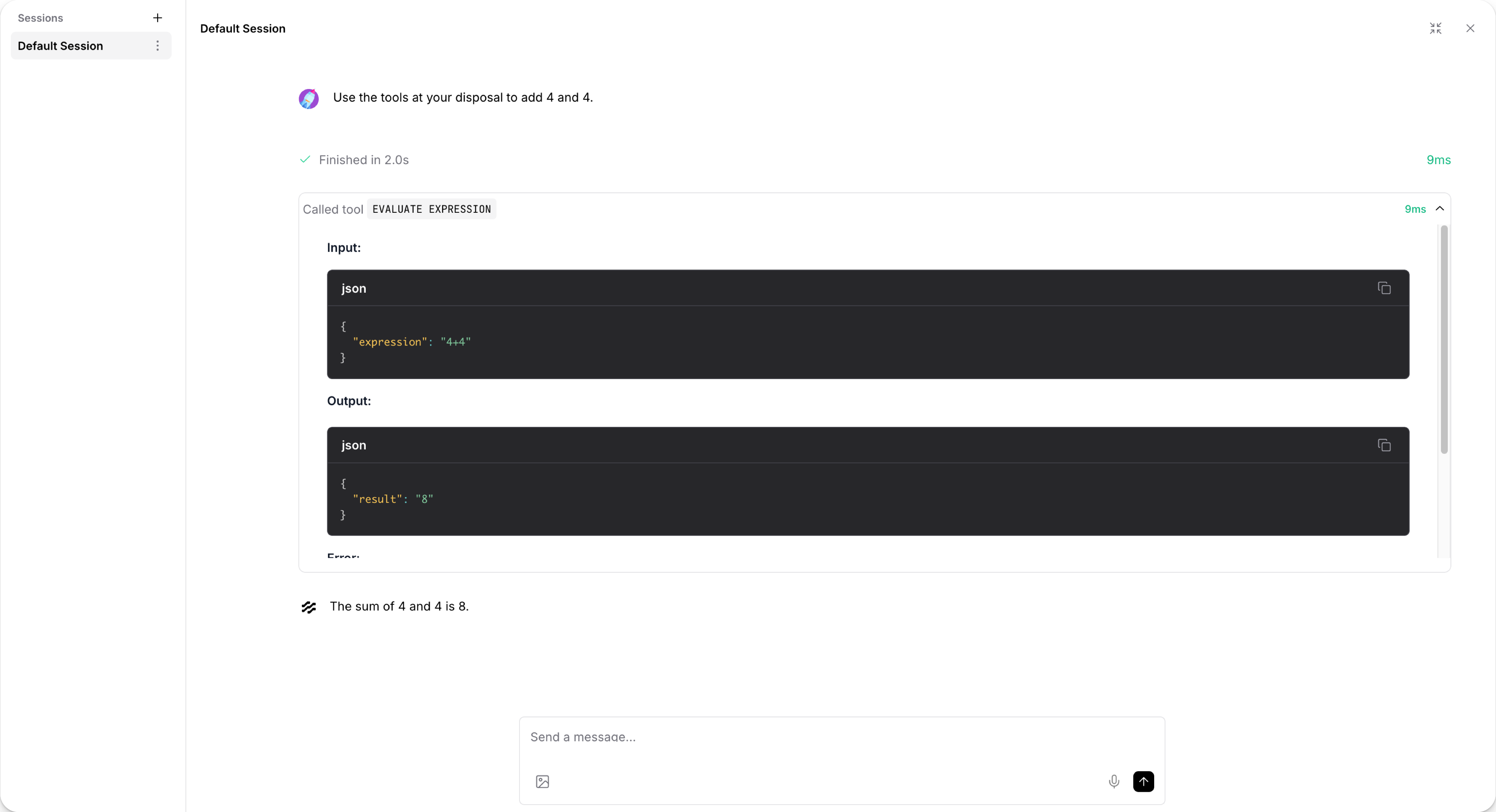 Langflow Playground showing an agent interaction and tool use